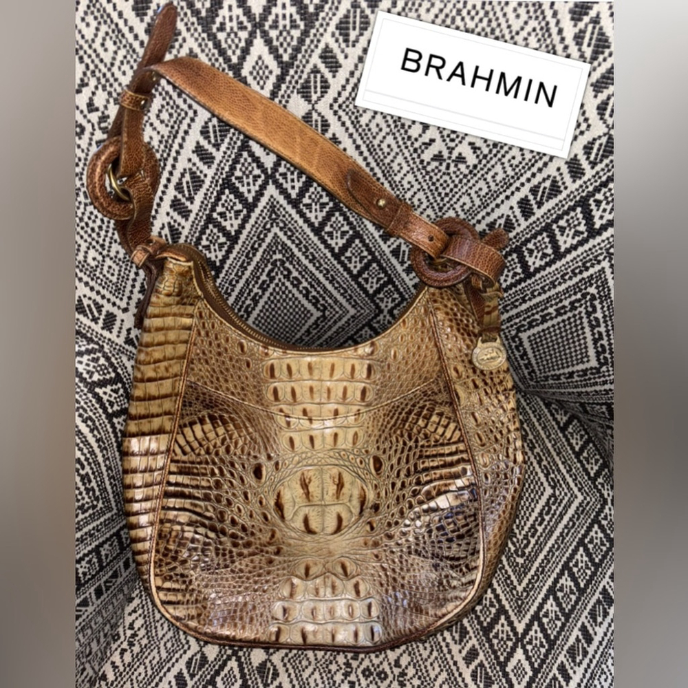 Brahmin Brown Crocodile-Embossed Women's Bag